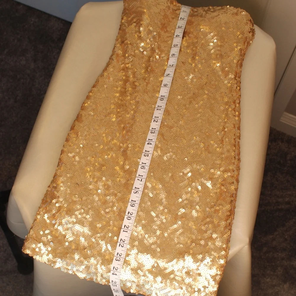 Forever 21 Gold Sequin Strapless Midi Dress